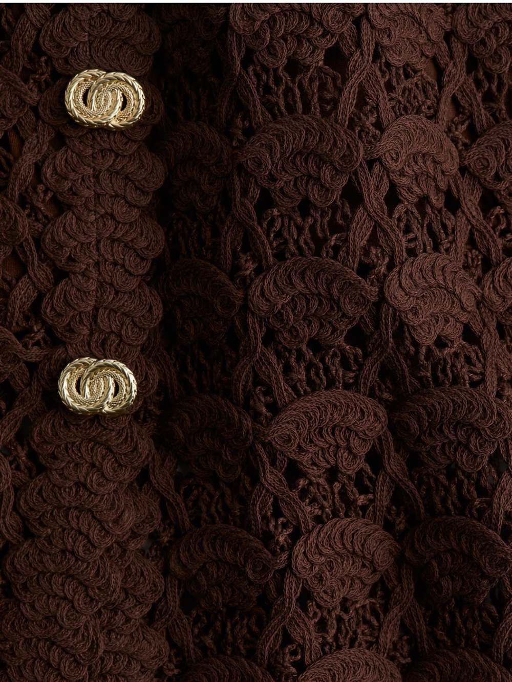 H&M Edition - NWT brown Crochet gold Button-Front Midi Maxi Skirt - Picture 2 of 4